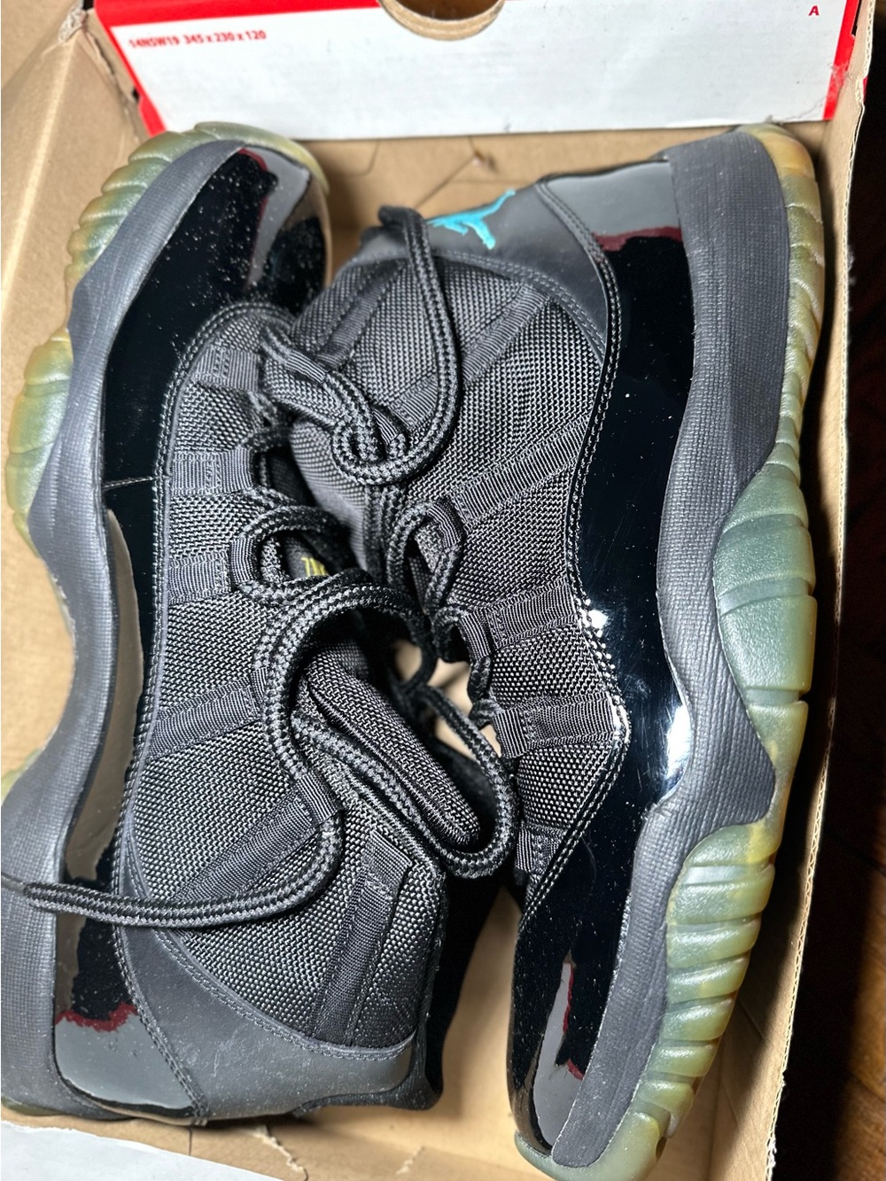 Jordan Kids Black with Green-Tinted Sole Retro Sneakers
